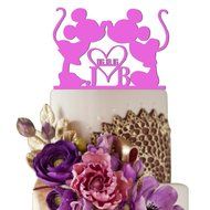 Sugar Yeti Made In USA Personalized Wedding Cake Topper Minnie Heart Mickey Initials With Date #25 Black N7