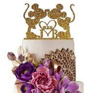Sugar Yeti Made In USA Personalized Wedding Cake Topper Minnie Heart Mickey Initials With Date #25 Black N9