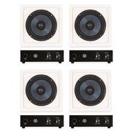 Blue Octave BDW8 In Wall 8" Passive Subwoofer Speakers Home Theater 4 Sub and 4 Amp Set
