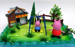 PEPPA PIG 12 Piece Birthday CAKE Topper Set, Featuring Peppa Pig and George Pig, Decorative Themed Accessories... N4