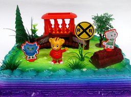 DANIEL TIGER&#039;S NEIGHBORHOOD 10 Piece Birthday CAKE Topper Set, Featuring Daniel Tiger, Katerina Kitty Cat and... N7