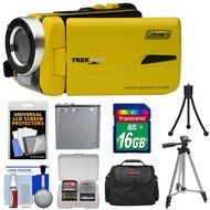 Coleman CVW20HD Waterproof HD Digital Video Camera Camcorder (Yellow) with 16GB Card + Battery + Case + Tripods...