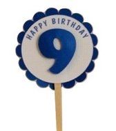 All About Details Shimmer Blue 9th Birthday Cupcake Toppers, Set of 12 N2