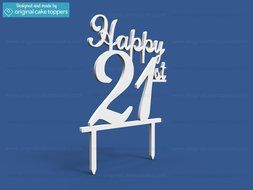 Original Cake Toppers Happy 21st - White N2