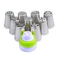 Agile-Shop 9 PCS Russian Cake Decorating Tip Stainless Steel Icing Piping Tip Nozzles Kit with 3-Color Coupler N4