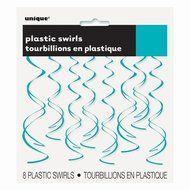Plastic Hanging Swirl Decorations, 26&quot;, Light Blue, 8 Count N12