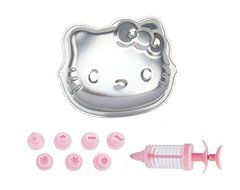 Astra shop 6-Inch Hello Kitty Shaped Cake Pan Bundle of 10 Items: Hello Kitty Cake Pan, Cake Decorating Kit, Icing... N3