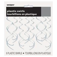 Plastic Hanging Swirl Decorations, 26&quot;, Light Blue, 8 Count N14