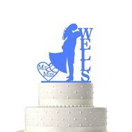 Sugar Yeti Made In USA Personalized Wedding Cake Topper Love Groom Kissing Bride #15 Gold Mirror N8