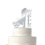 Sugar Yeti Made In USA Personalized Wedding Cake Topper Love Groom Kissing Bride #15 Gold Mirror N9