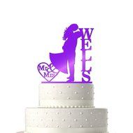 Sugar Yeti Made In USA Personalized Wedding Cake Topper Love Groom Kissing Bride #15 Gold Mirror N10
