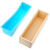 YFShine Flexible Rectangle Silicone Soap Loaf Mold Wooden Box DIY Making Supplies Tools (1200g, Pink) N13