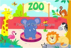1/4 Sheet ~ Little Zoo Animals Birthday ~ Edible Image Cake/Cupcake Topper!!!