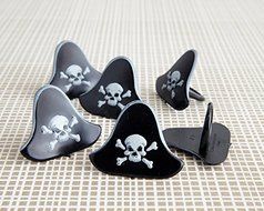 Pirate Cupcake Picks Kit - (12) Pirate Hat Topper Rings (12) Palm Tree Novelties, (32) Red Baking Cups (3/4 oz... N2