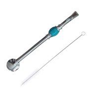 E-UNIONA Stainless Steel Yerba Mate Tea Filtered Drinking Straws with Cleaning Brush (Blue) N2