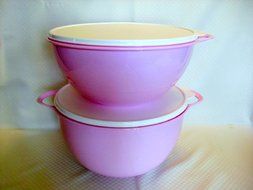 Tupperware Double THATSA 32c + MEGA 42c Mixing Bowls Set NEW Pink