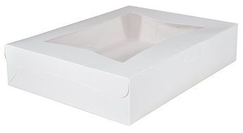 Southern Champion Tray 23133 Paperboard White Lock Corner Window Bakery Box, 19" Length x 14" Width x 4" Height... N3
