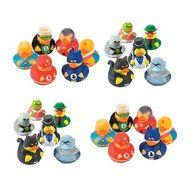 24 Rubber Ducks Superhero &amp; Villian Bathtub Boy&#039;s Birthday Party Favors Cake Toppers N3