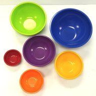 Set of 6 Gourmet Home Products Brand Bold Colored Nesting Mixing Bowls in 6 Different Sizes N7