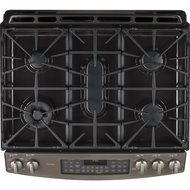 GE PGS950EEFES Profile 30" Slate Gas Slide-In Sealed Burner Double Oven Range - Convection N3