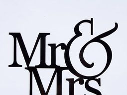 LOVENJOY with Gift Box Mr and Mrs Monogram Wedding Engagement Cake Topper (5.5-inch, Silver Glitter) N11