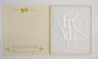 LOVENJOY with Gift Box Mr and Mrs Monogram Wedding Engagement Cake Topper (5.5-inch, Silver Glitter) N16