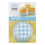 Sweet Creations 50 Count Easter Baking Cup Cupcake Papers, Gingham, Blue N2
