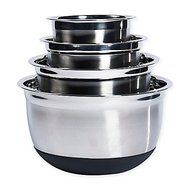 Tabletops Unlimited 4-Piece Stainless Steel Mixing Bowl Set with Silicone Base