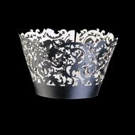 50x Filigree Vine Cupcake Wrapper Case Wedding Birthday Baby Shower Silver N4