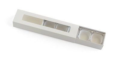 Truffle Gift Boxes, Set of 10, 5-piece Window Slider Chocolate Boxes, Deluxe Kit, White N2