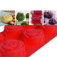 Ningmi 6 Cavity Mini Rose Silicone Cake Mold Pan With Accessory Peeler N3