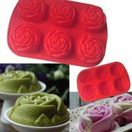 Ningmi 6 Cavity Mini Rose Silicone Cake Mold Pan With Accessory Peeler N4