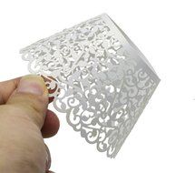 PONATIA 50 Vine Filigree Lace Cupcake Wrapper Wraps Liner Wedding Party Cake Decoartion (Pink) N30