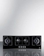 Summit GC443BGL 43" Island Gas Cooktop with 4 Sealed Burners Cast Iron Grates Electronic Ignition and Smooth Black...