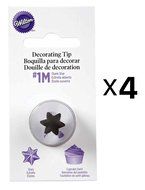 Wilton Open Star Tip #1M Icing Decorating Nickel Plated Brass Lg Coupler(4-Pack)