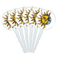 Set of 6 Cupcake Picks Toppers Decoration Symbols - Dollar Sign Gold and Black N45