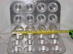 SET OF 2 - Vintage Mirro Miniature 2x1 Inch / 12 Compartment Cup Cake Muffin Aluminum Cake Baking Pan / Soap Candy... N2