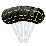 Set of 6 Cupcake Picks Toppers Decoration Symbols - Dollar Sign Gold and Black N48