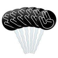 Set of 6 Cupcake Picks Toppers Decoration Symbols - Dollar Sign Gold and Black N49