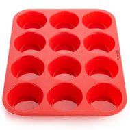 OvenArt Bakeware Silicone 12-Cup Muffin Pan, Red N4