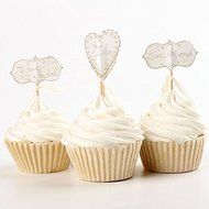 Elfun(TM) Wedding Party Cupcake Topper I Do Just Married Love To Have To Hold Cupcake Decoration -24 count