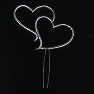 1 X Double Heart w/Rhinestone Cake Topper for Wedding, Engagement, Birthday, Party or Aniversary N2