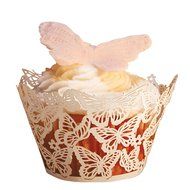 Filigree Regular Cupcake Wrapper, White, 12 pack N8
