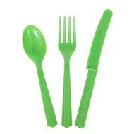 Plastic Silverware Set for 8 Guests, Yellow, 24 Pieces N14