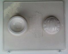 Volleyball-shaped pour box. Volley ball top. S059 Sports Chocolate Candy Mold