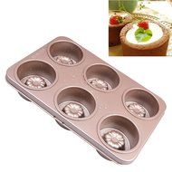 T-TOPER 6 Cup Nonstick Carbon Steel Canele Cake Mold Cupcake Pan, Easy To Clean, Double Sides Avaliable, Heat...