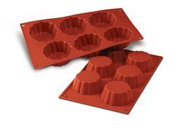 Silikomart 6 Cavity Briochette Cake Mold, Red