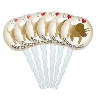 Set of 6 Cupcake Picks Toppers Decoration I Love Heart - Sloths N41