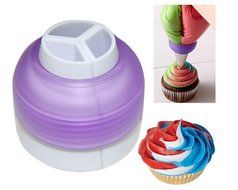 2 Pack Swirl 3 Color Coupler Decorating Tool Cake Tools Cupcake Fondant Cookie Cutters Icing Piping Cream Pastry... N5