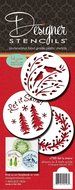 Designer Stencils C750 Let it Snow Cookie Stencils, (Wreath, Trees and Winter Lovebirds )Beige/semi-transparent